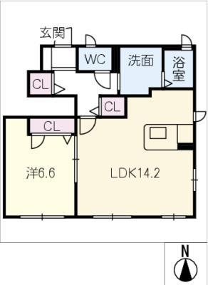 リーフガーデンハイツA棟(1LDK/1階)の間取り写真