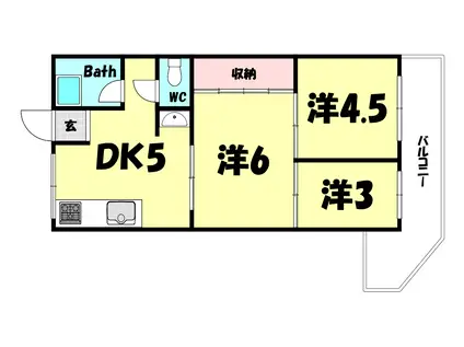 グラディート神戸II(3DK/3階)の間取り写真