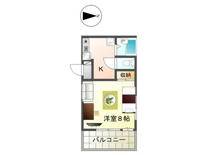 ボンセジュール(1K/2階)の間取り写真