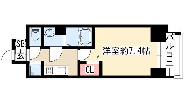 プレサンス桜通ベルノ(1K/13階)の間取り写真