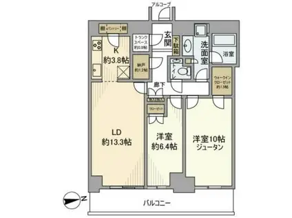 Wコンフォートタワーズウエスト(2LDK/31階)の間取り写真