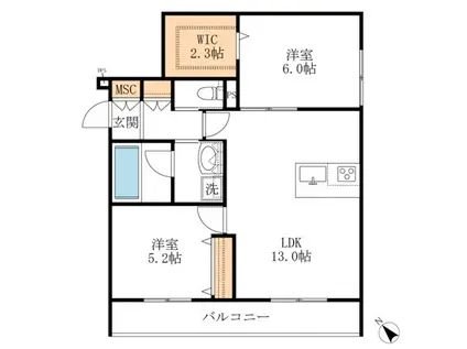 ISTANA KASHIWA(2LDK/2階)の間取り写真