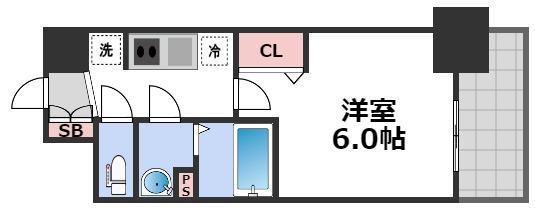 プレサンス長堀通グレイタス(1K/6階)の間取り写真