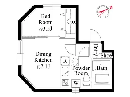 ジュネス蒲田(1DK/2階)の間取り写真