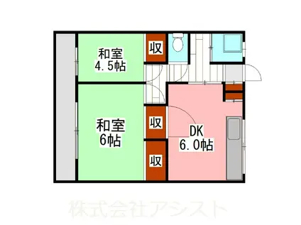 コーポ宮町(2DK/3階)の間取り写真