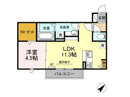 アメニティ橋口(1LDK/2階)の間取り写真