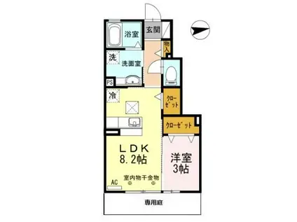 ラ ルーチェ 幸町(1LDK/1階)の間取り写真