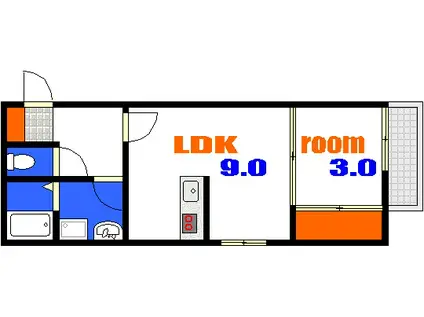 シャインライズ江波(1LDK/1階)の間取り写真