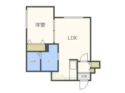 ヒルトップ南郷丘公園(1LDK/3階)の間取り写真