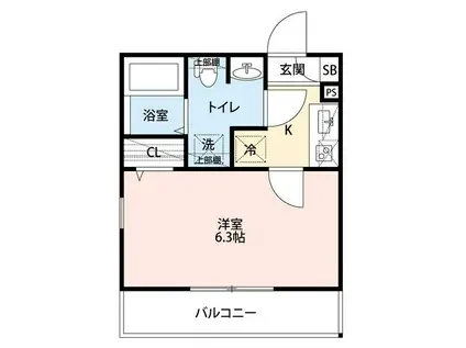 エクセラン中浦和(1K/2階)の間取り写真