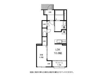 ロコモーション呉羽(1LDK/1階)の間取り写真