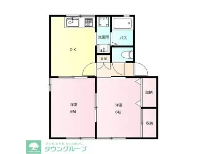 シャン・ド・フルール(2DK/1階)の間取り写真