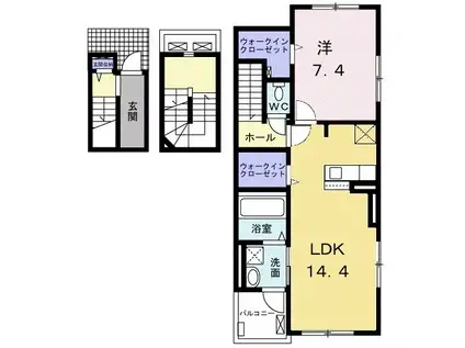 ソレイユ F(1LDK/3階)の間取り写真