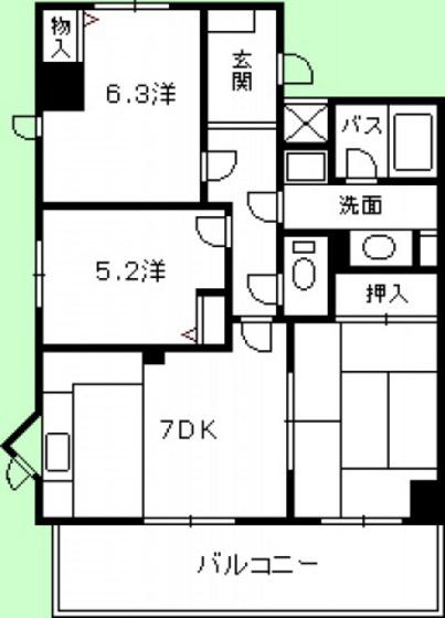 バルミー高須(3DK/3階)の間取り写真