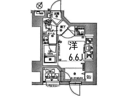 レーヴ横浜蒔田フェルクルール(ワンルーム/4階)の間取り写真
