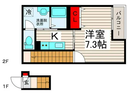 グレースハイム(1K/2階)の間取り写真