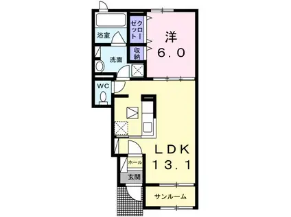 デァ・マーサII(1LDK/1階)の間取り写真