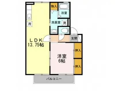 メルベーユ A(1LDK/2階)の間取り写真