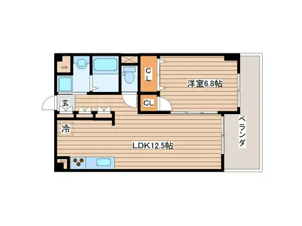 ガーデンハイツAIHARAIII(1LDK/4階)の間取り写真