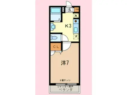 エスポワールK(1K/2階)の間取り写真