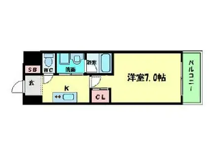 インペリアル靭本町(1K/2階)の間取り写真