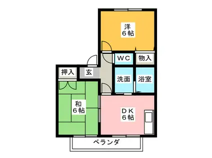ロイヤルガーデン C棟(2DK/2階)の間取り写真