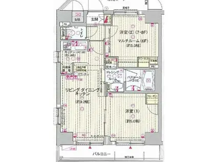 エステムプラザ神楽坂ノース RESIDENCE(2LDK/7階)の間取り写真