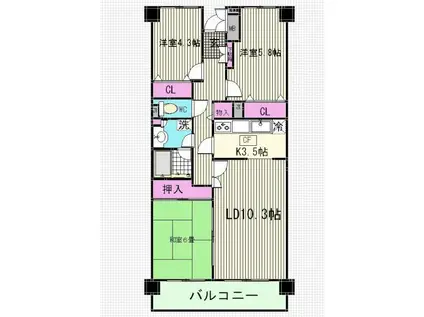 西葛西パークファミリア(3LDK/8階)の間取り写真