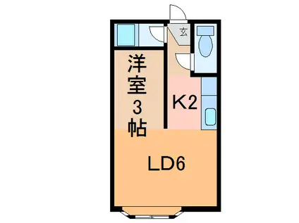 スカイパレス栄(1LDK/2階)の間取り写真