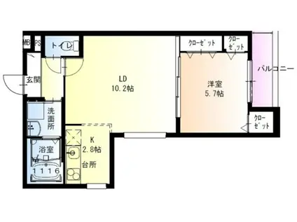 フジパレス堺大浜公園II番館(1LDK/1階)の間取り写真