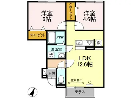 アイランドアール(2LDK/1階)の間取り写真