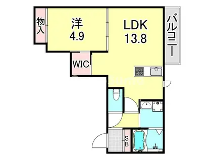 ブランコート西宮北口(1LDK/2階)の間取り写真