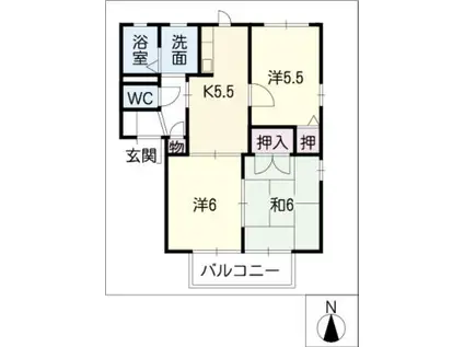 ソレイユ(3K/2階)の間取り写真