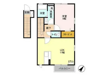 ヴィラ マグノリア(1LDK/2階)の間取り写真