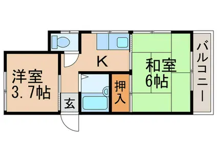 アールハイツ(2K/2階)の間取り写真