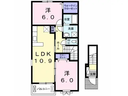 コッティ クワハラII(2LDK/2階)の間取り写真