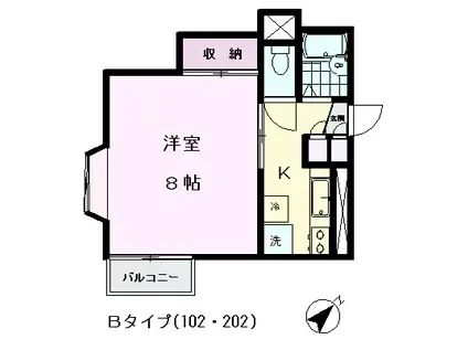 メイプルハウス(1K/2階)の間取り写真