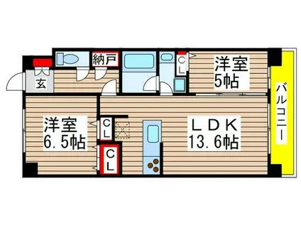 エコロジー千葉みなとレジデンス(2LDK/9階)の間取り写真