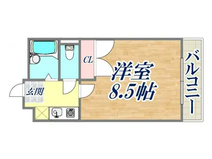 カサカルロサⅡ(1K/2階)の間取り写真