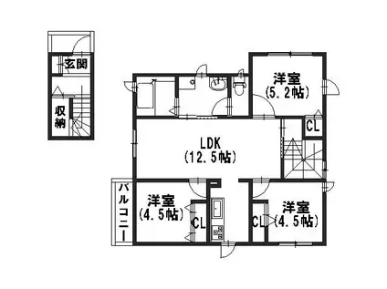 シャーメゾン久遠(3LDK/2階)の間取り写真