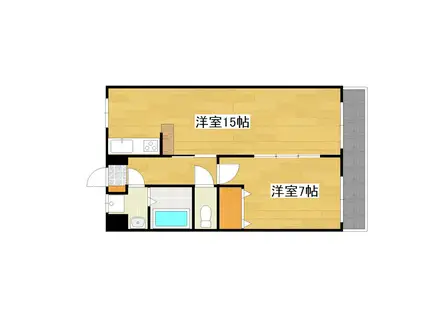 プレステージ国分III(1LDK/2階)の間取り写真