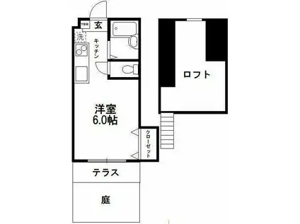 イルクオーレ(ワンルーム/1階)の間取り写真