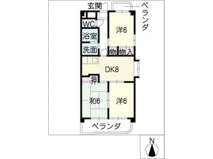 サンライズ伊東(3DK/6階)の間取り写真