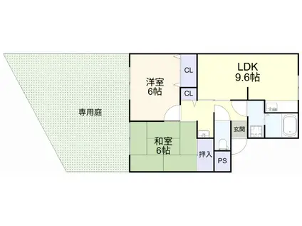 ジュネスアミ B棟(2LDK/1階)の間取り写真