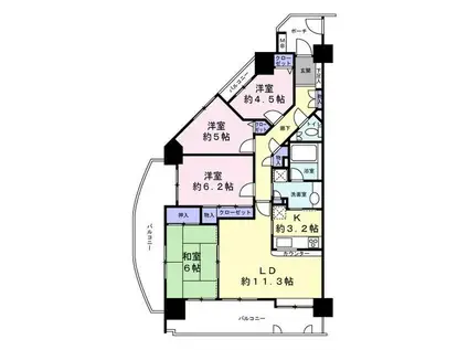 ユアコート川越(4LDK/6階)の間取り写真
