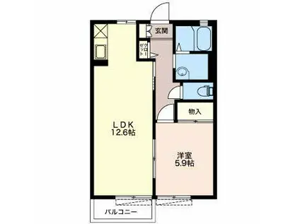 ジュネスTOUMEI A(1LDK/2階)の間取り写真