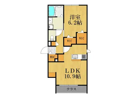ドエル新川崎(1LDK/1階)の間取り写真