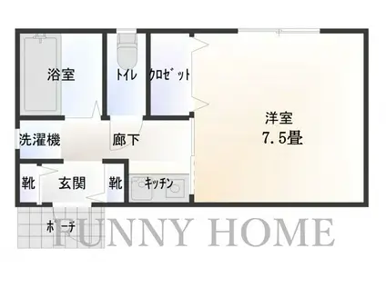 シャトー下馬(1K/1階)の間取り写真