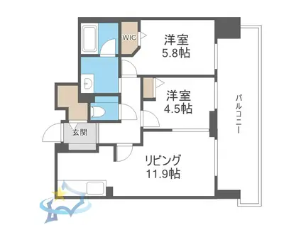 グランファーレ桑園レジェンドスクエア(2LDK/6階)の間取り写真