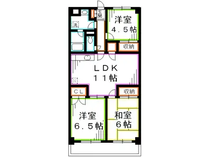 ベルデュール(3LDK/2階)の間取り写真